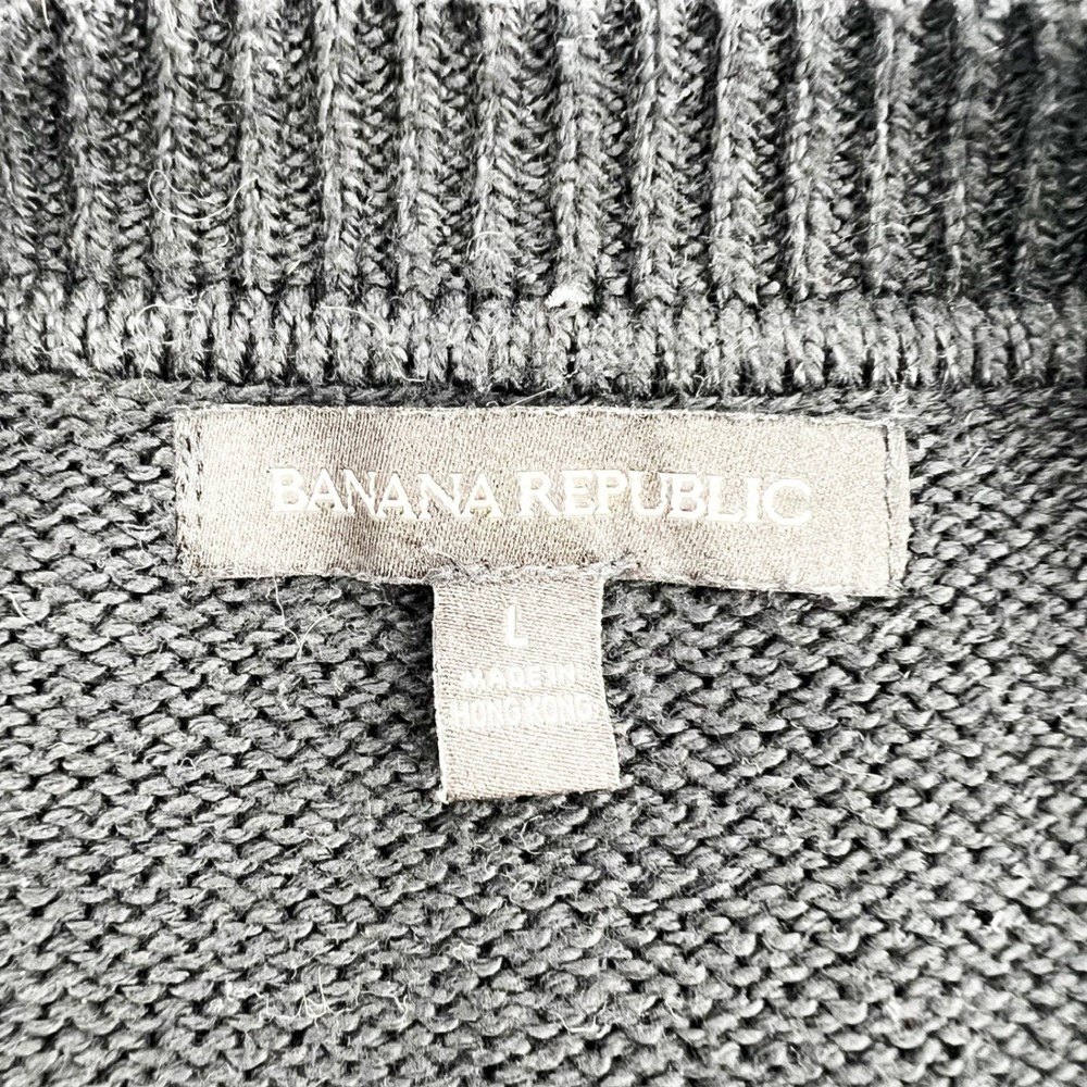 Banana Republic Black Crew Neck Long Sleeve Knit Sweater Pullover Size L - Picture 5 of 5